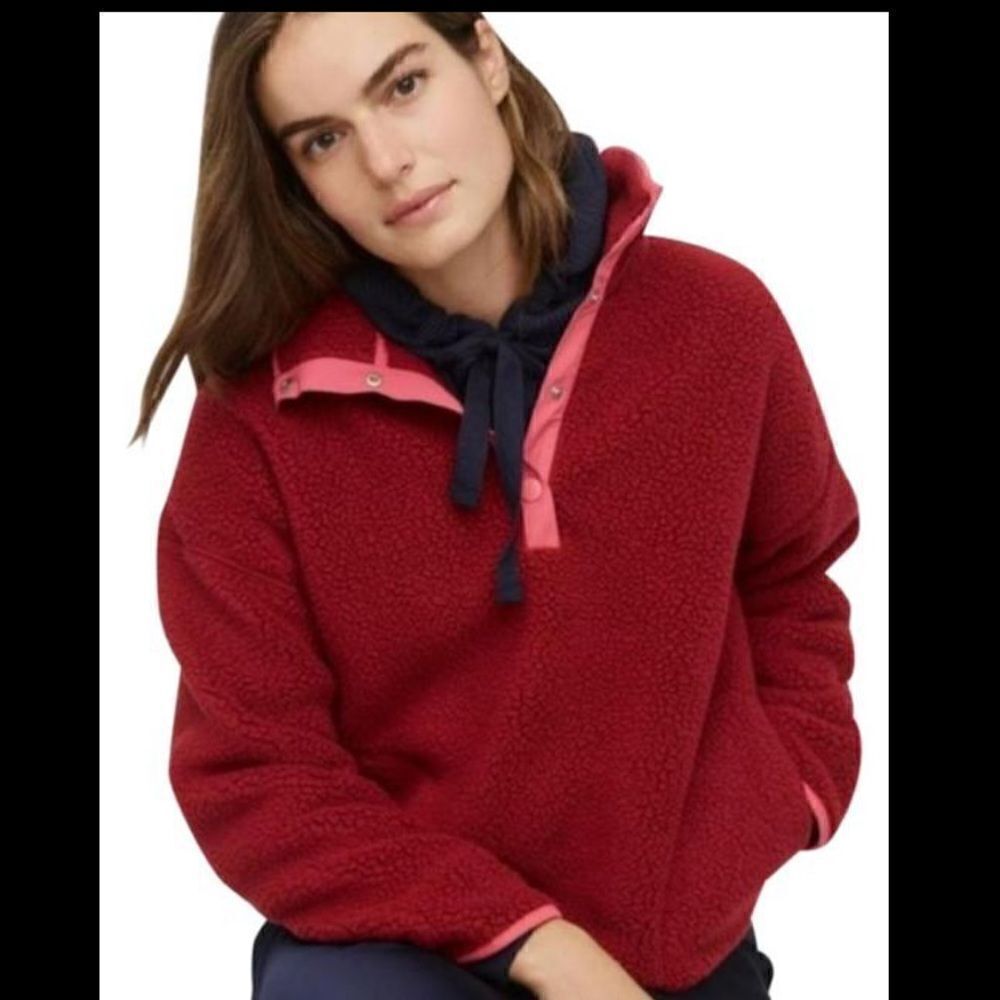 J Crew Polartec Sherpa Fleece Half Snap Pullover